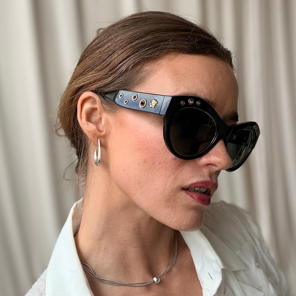 Versace Rock Ring Cat-Eye Sunglasses - VE4320, Black, Brand New